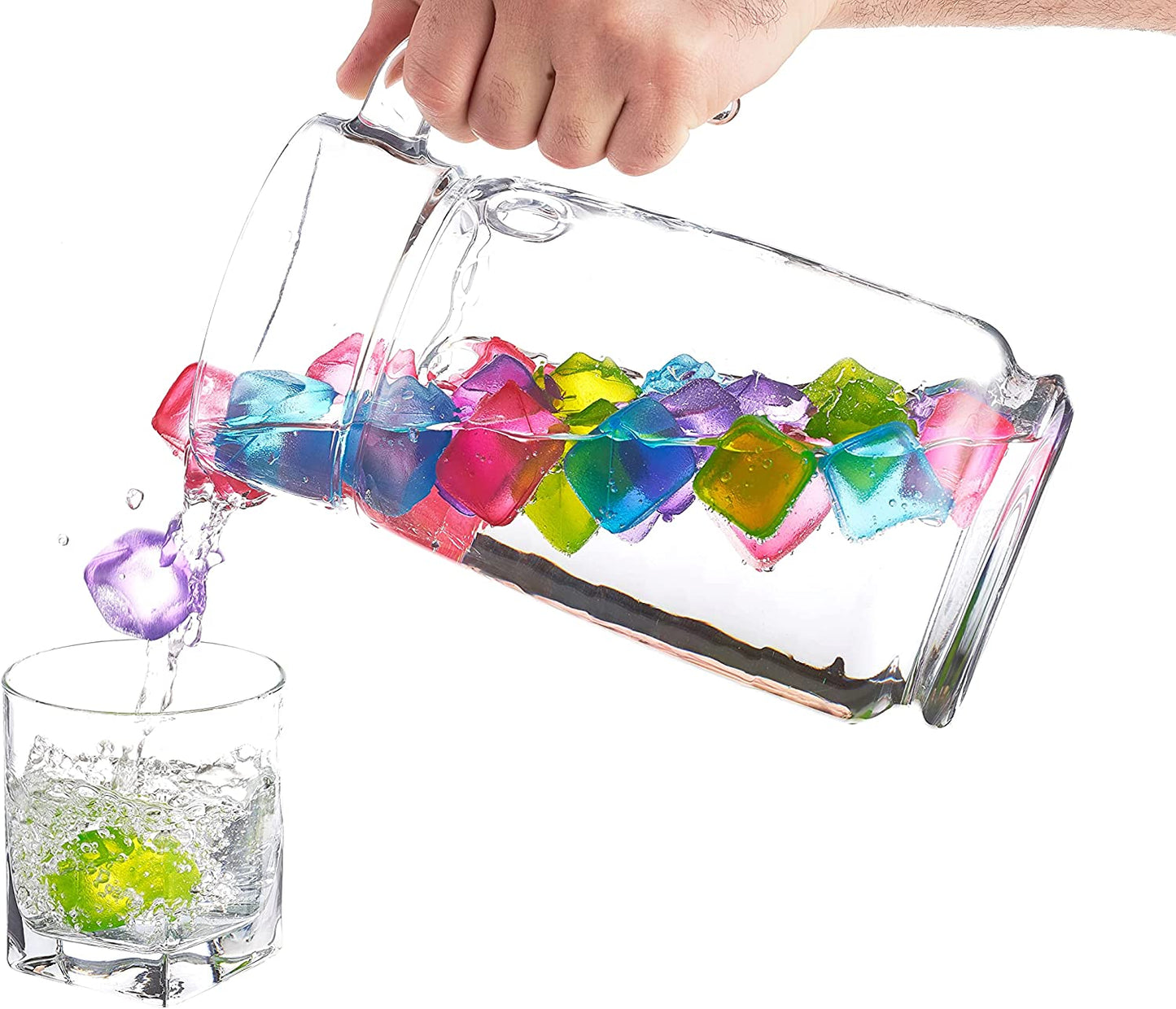 Urban Essentials - Quick Freeze Colorful Plastic Square Ice cubes With Resealable Bag Pack Of 56