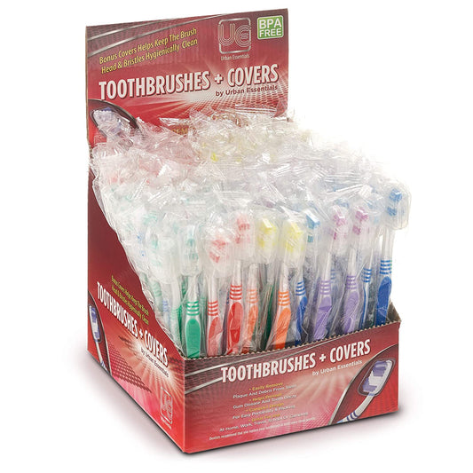 100 Bulk toothbrushes Individually Wrapped Medium Bristles With Hygienic Cap