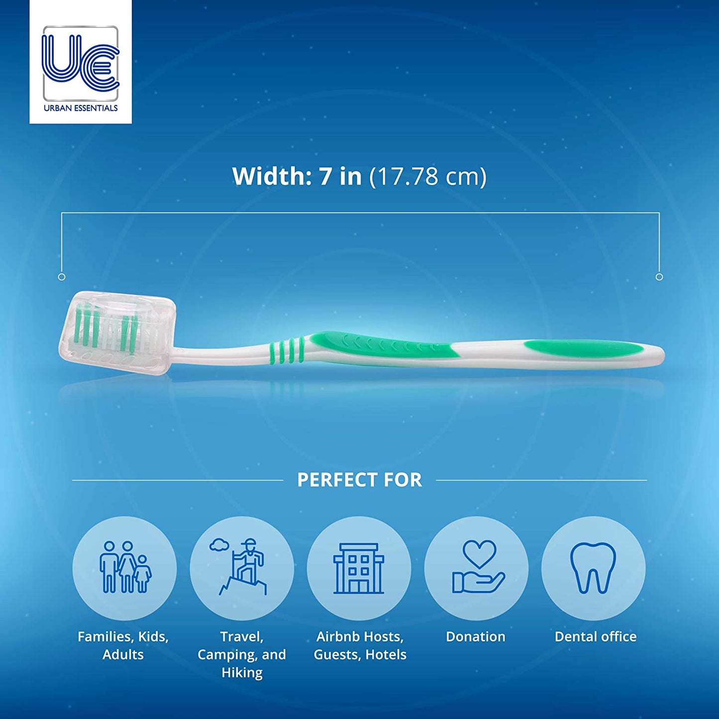 100 Bulk toothbrushes Individually Wrapped Medium Bristles With Hygienic Cap